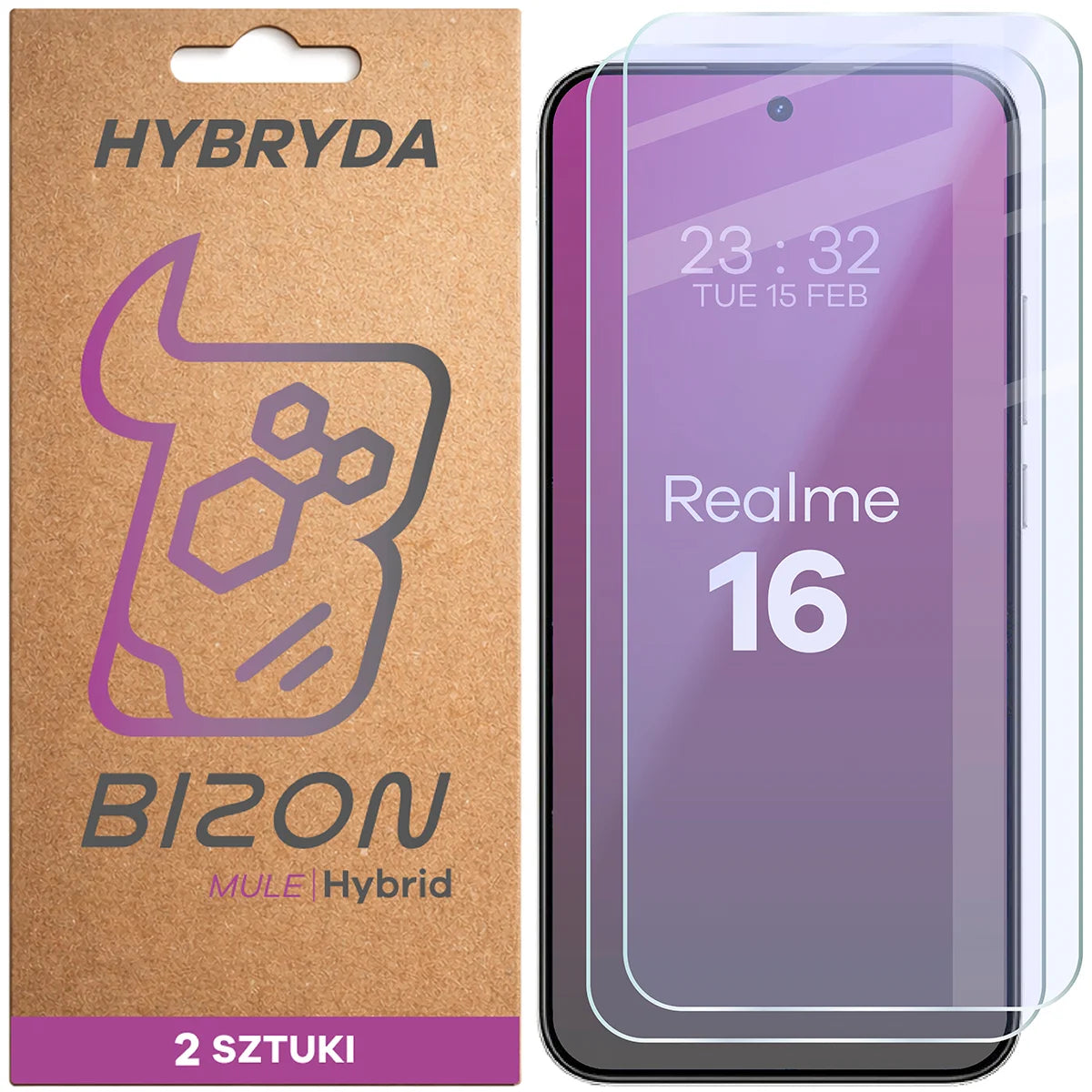 Flexibles Hybridglas für Realme 16 5G, Bizon Hybrid Mule Duo, 2 Stück