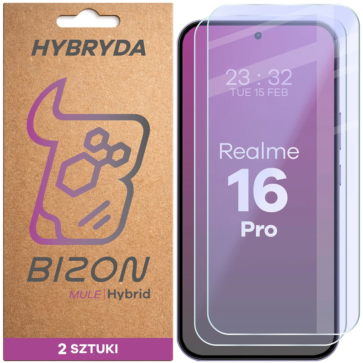 Flexibles Hybridglas für Realme 16 Pro 5G, Bizon Hybrid Mule Duo, 2 Stück