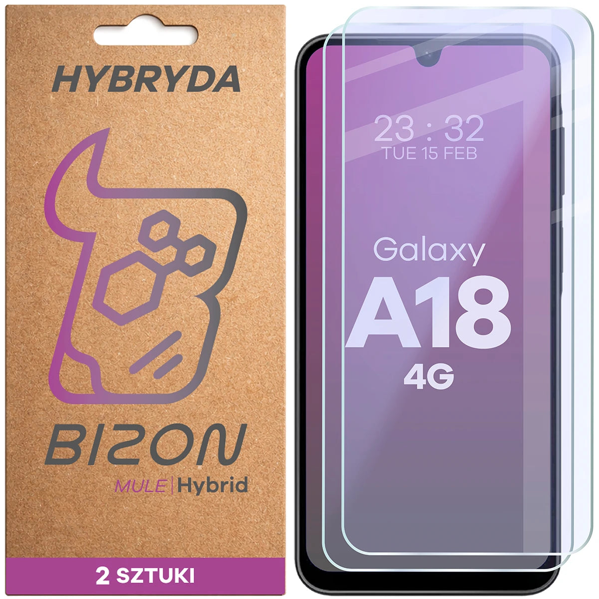Flexibles Hybridglas für Galaxy A18 4G, Bizon Hybrid Mule Duo, 2 Stück (1/4)