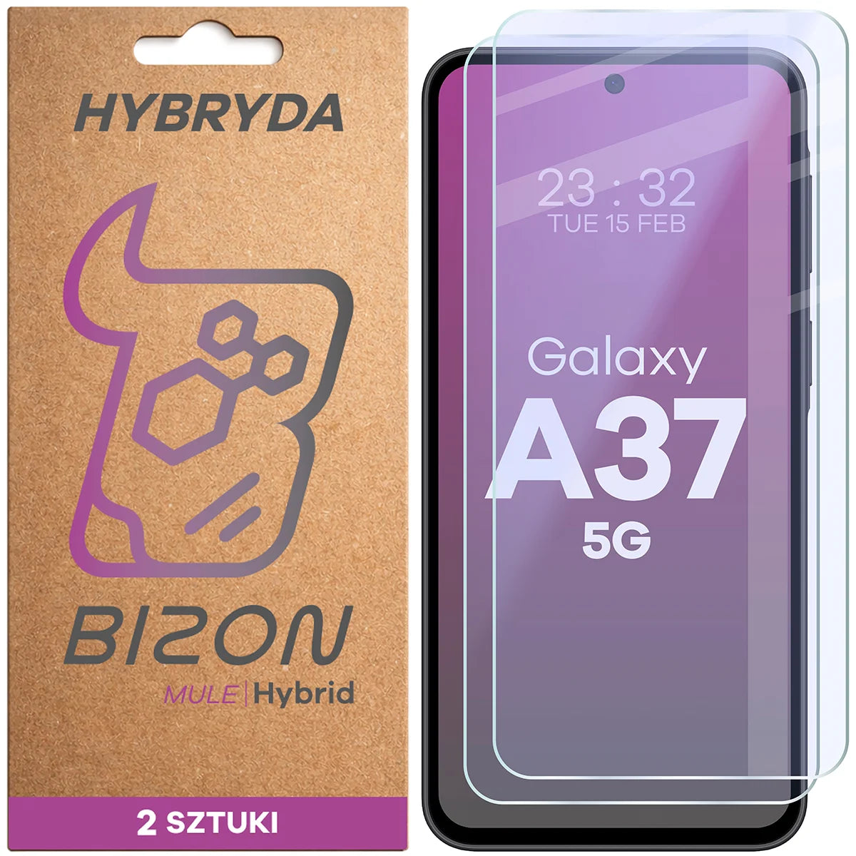 Flexibles Hybridglas für Galaxy A37 5G, Bizon Hybrid Mule Duo, 2 Stück
