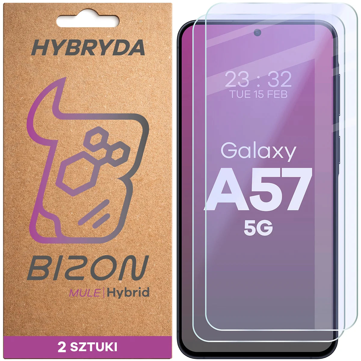Flexibles Hybridglas für Galaxy A57 5G, Bizon Hybrid Mule Duo, 2 Stück