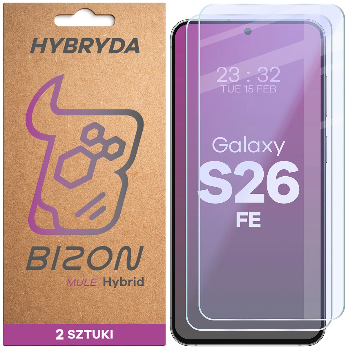 Flexibles Hybridglas für Galaxy S26 FE, Bizon Hybrid Mule Duo, 2 Stück (1/4)