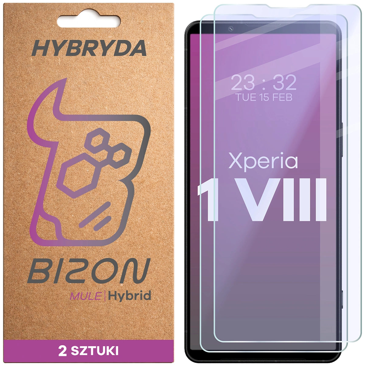 Flexibles Hybridglas für Sony Xperia 1 VIII, Bizon Hybrid Mule Duo, 2 Stück