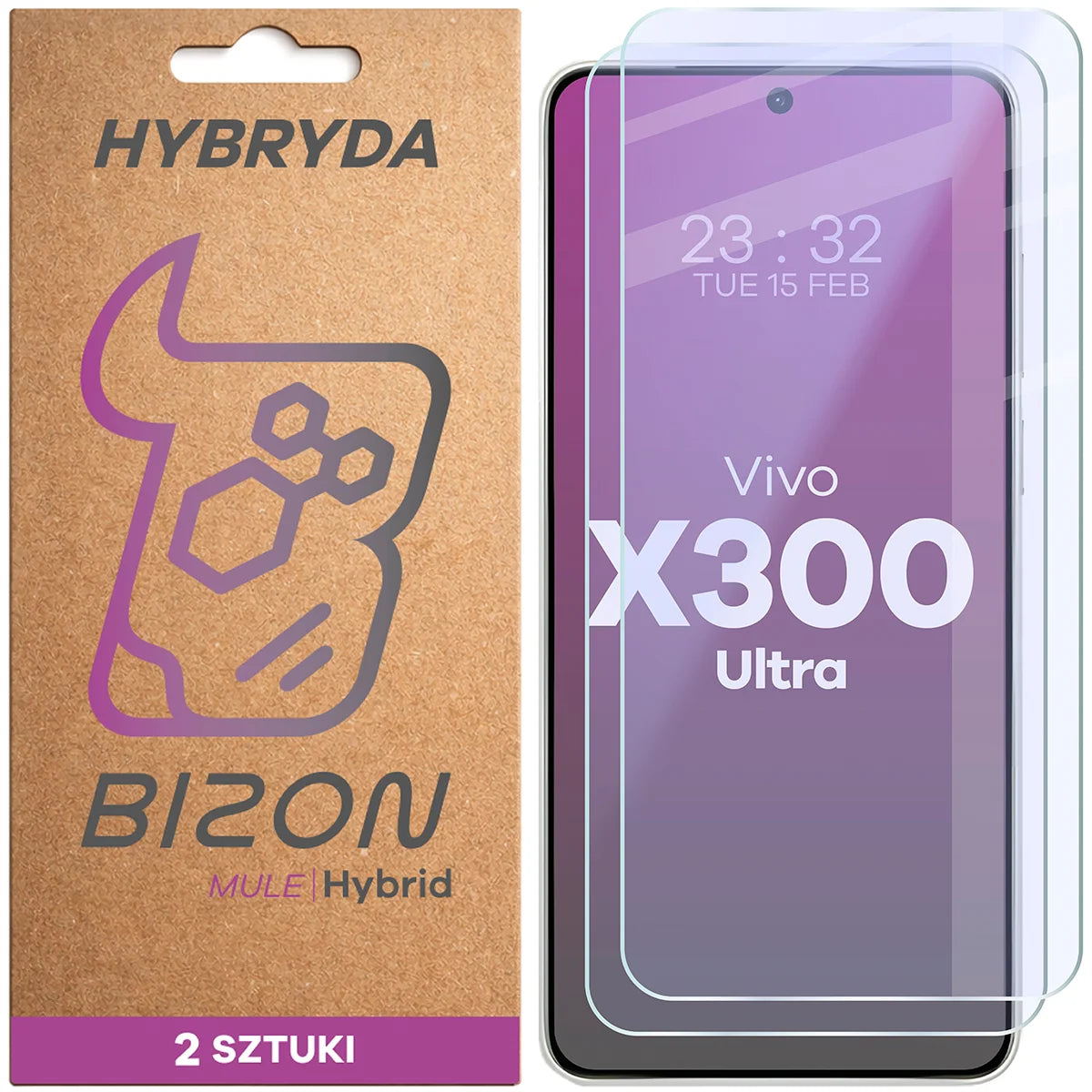 Flexibles Hybridglas für Vivo X300 Ultra, Bizon Hybrid Mule Duo, 2 Stück