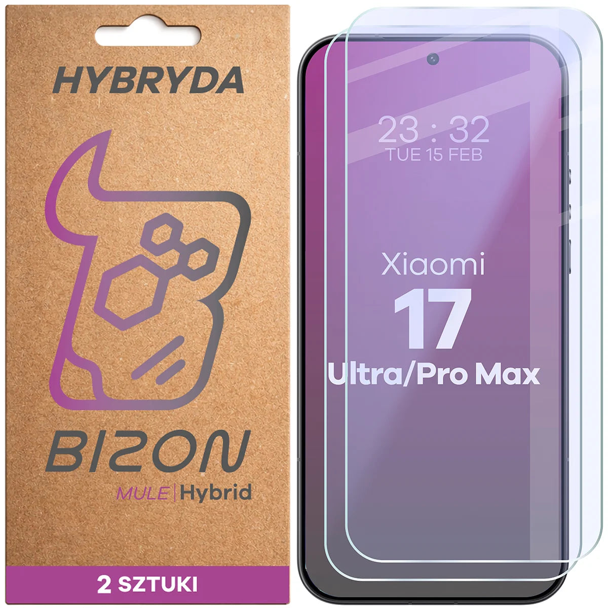 Flexibles Hybridglas für Xiaomi 17 Ultra / 17 Pro Max, Bizon Hybrid Mule Duo, 2 Stück