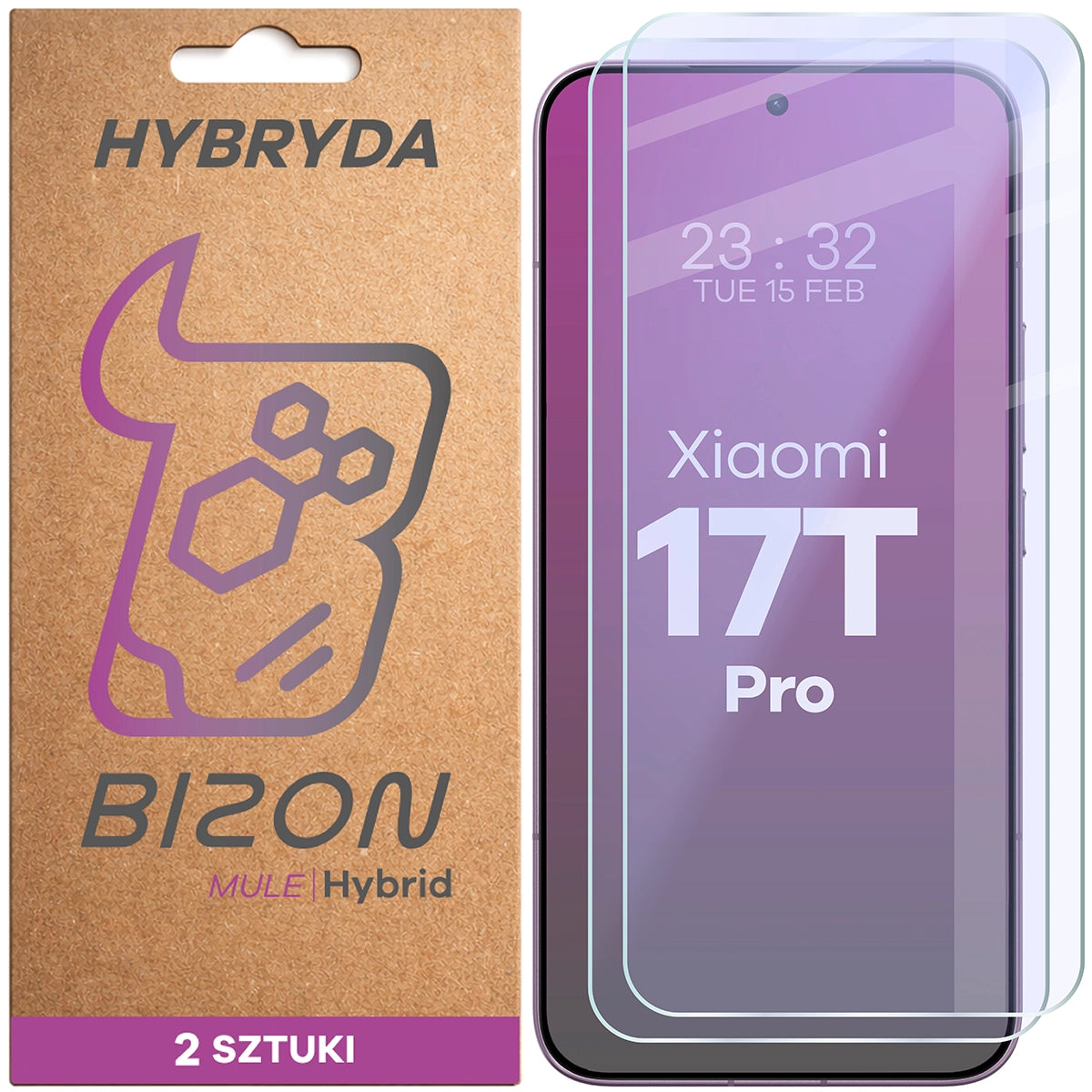 Flexibles Hybridglas für Xiaomi 17T Pro, Bizon Hybrid Mule Duo, 2 Stück