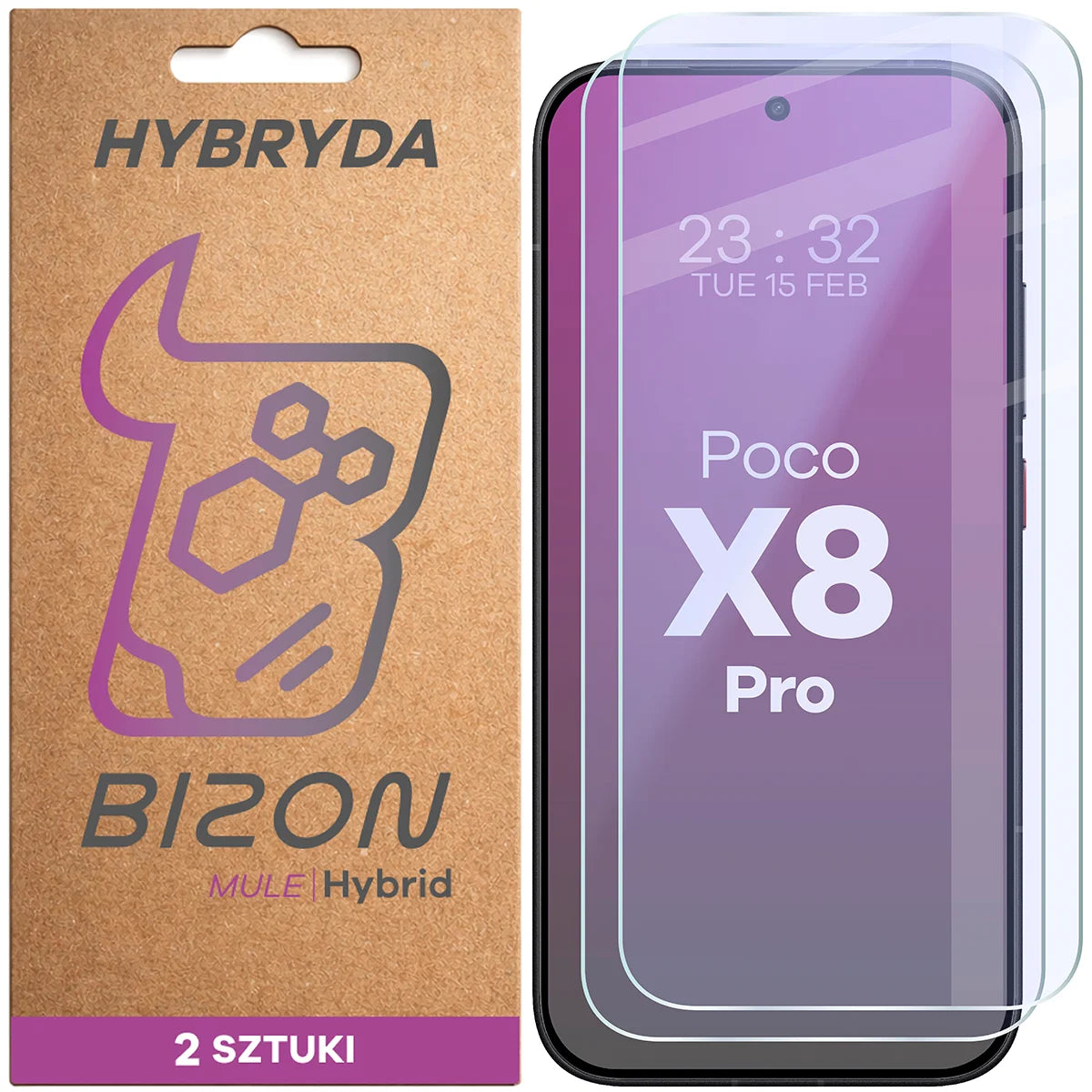 Flexibles Hybridglas für Xiaomi POCO X8 Pro, Bizon Hybrid Mule Duo, 2 Stück