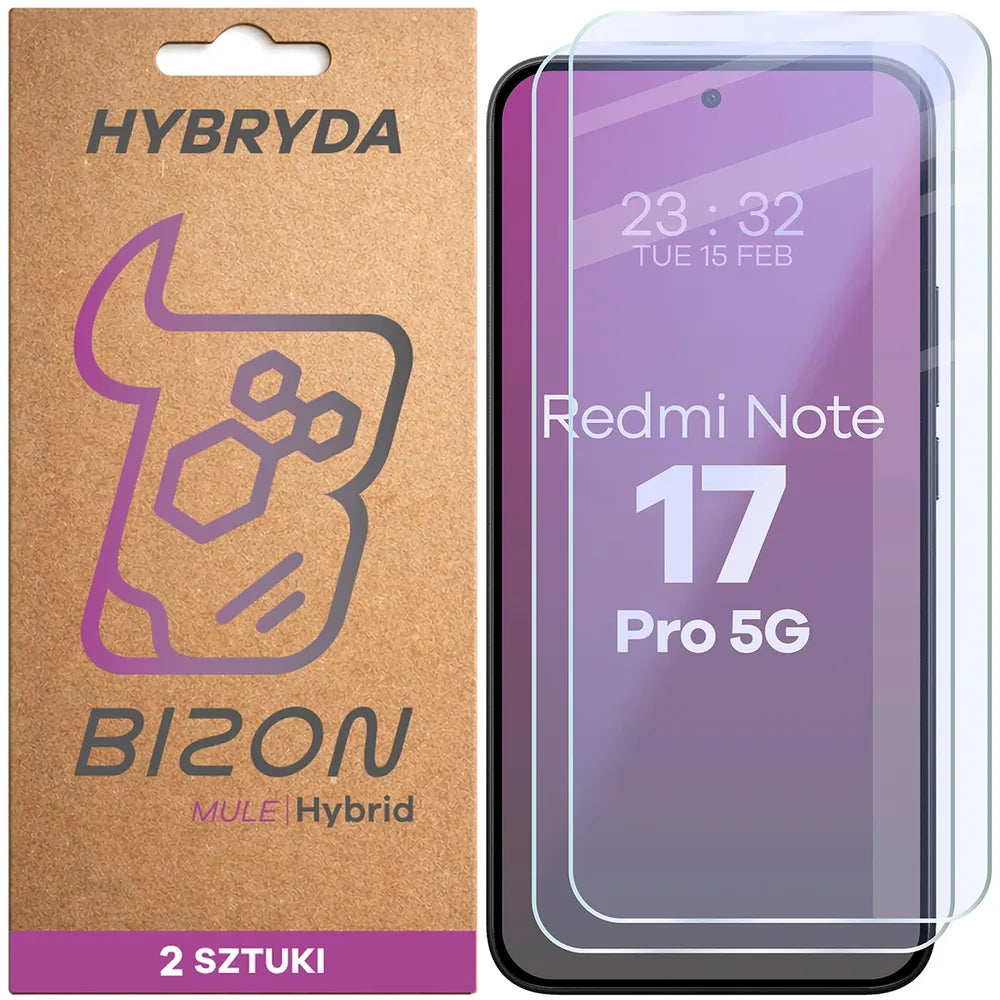Flexibles Hybridglas für Xiaomi Redmi Note 17 Pro 5G, Bizon Hybrid Mule Duo, 2 Stück (1/4)