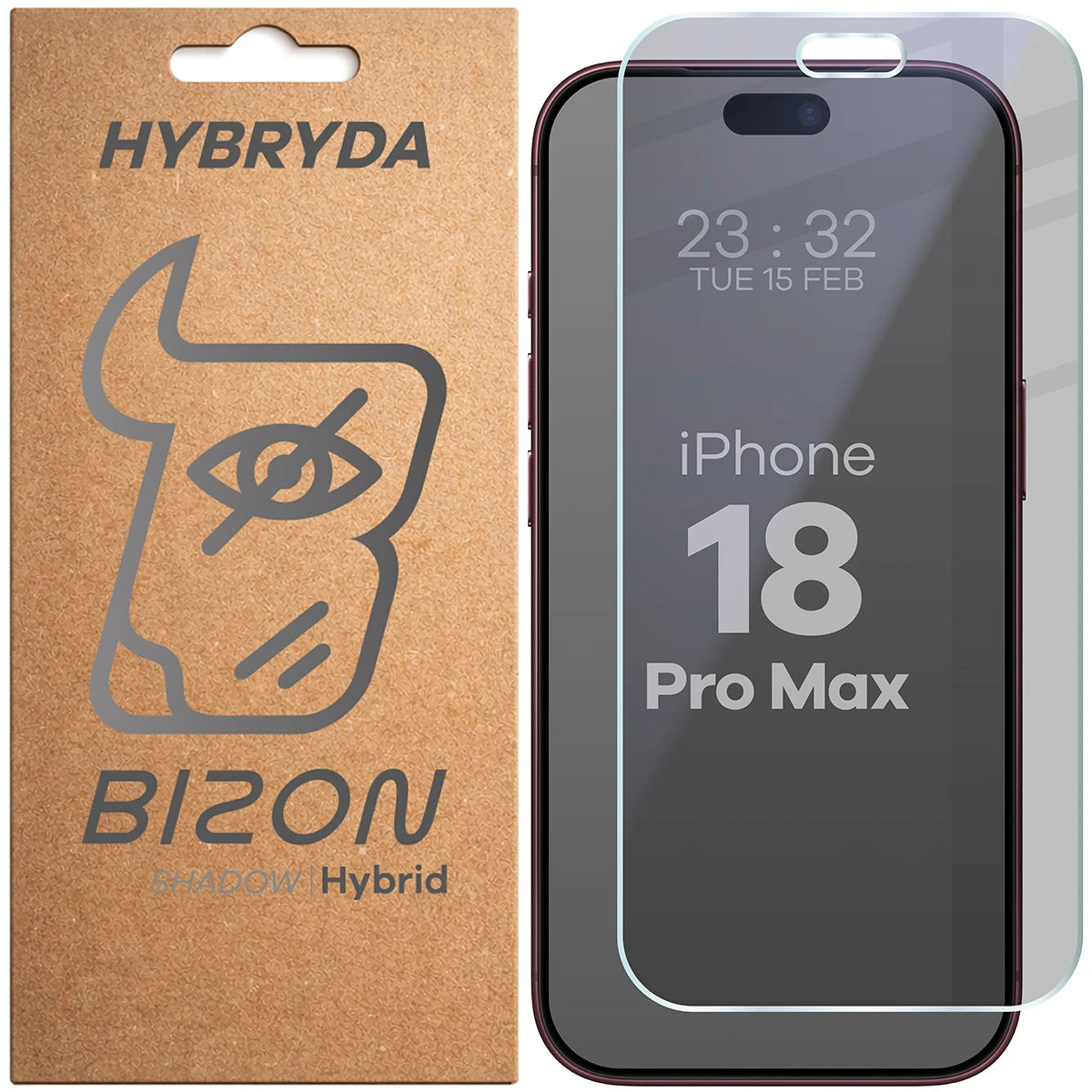 Hybridglas mit Privatschutzfilter für iPhone 18 Pro Max, Bizon Hybrid Shadow, Matt (1/6)