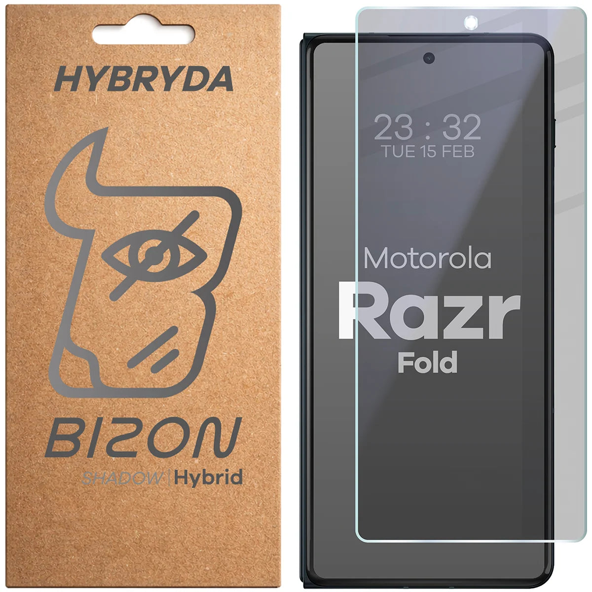 Hybridglas mit Privatschutzfilter für Motorola Razr Fold, Bizon Hybrid Shadow, Matt