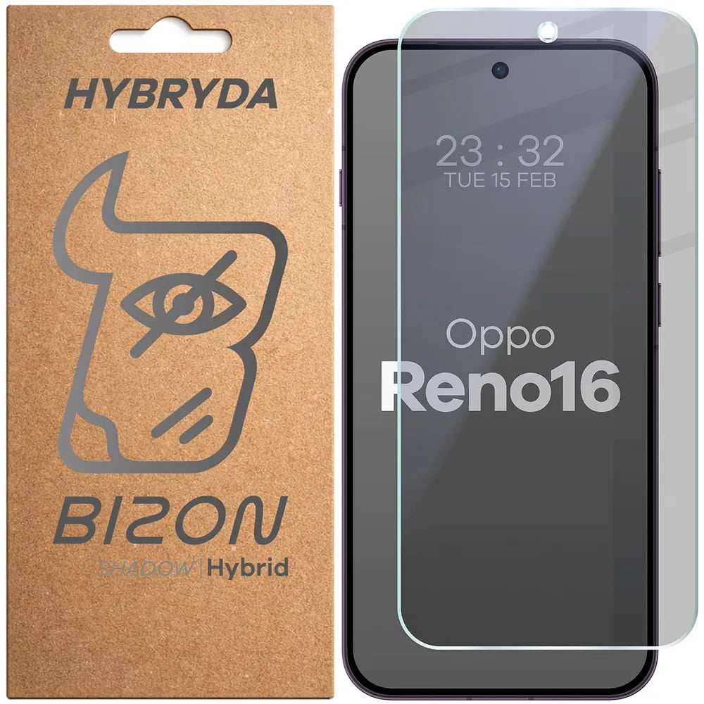 Hybridglas mit Privatschutzfilter für OPPO Reno16, Bizon Hybrid Shadow, Matt (1/6)