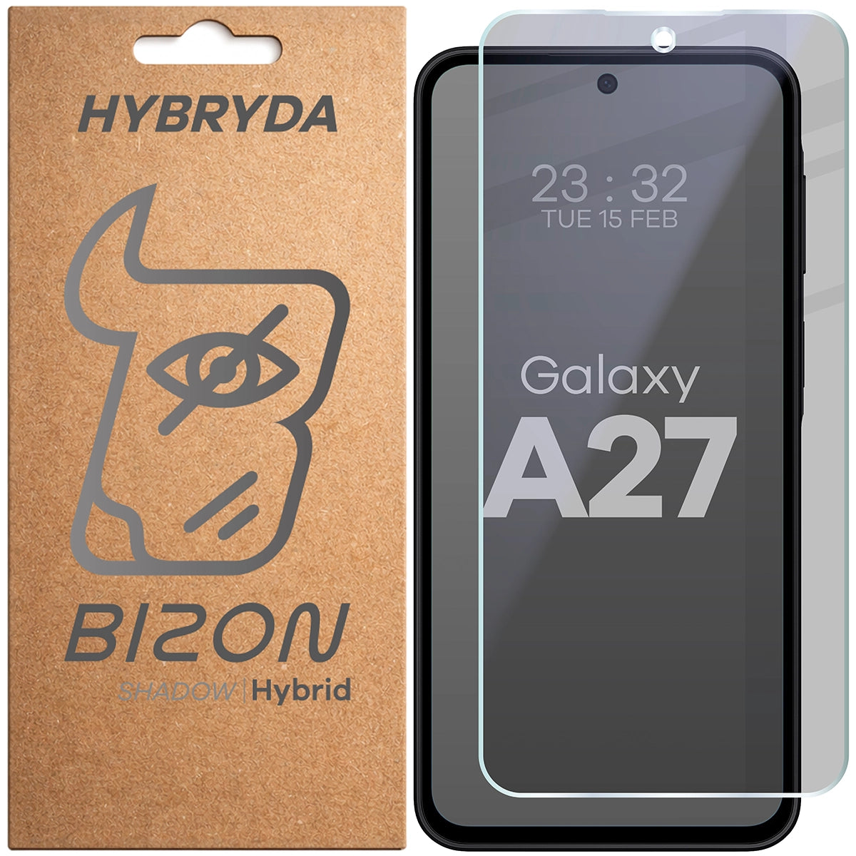 Hybridglas mit Privatschutzfilter für Galaxy A27 5G, Bizon Hybrid Shadow, Matt