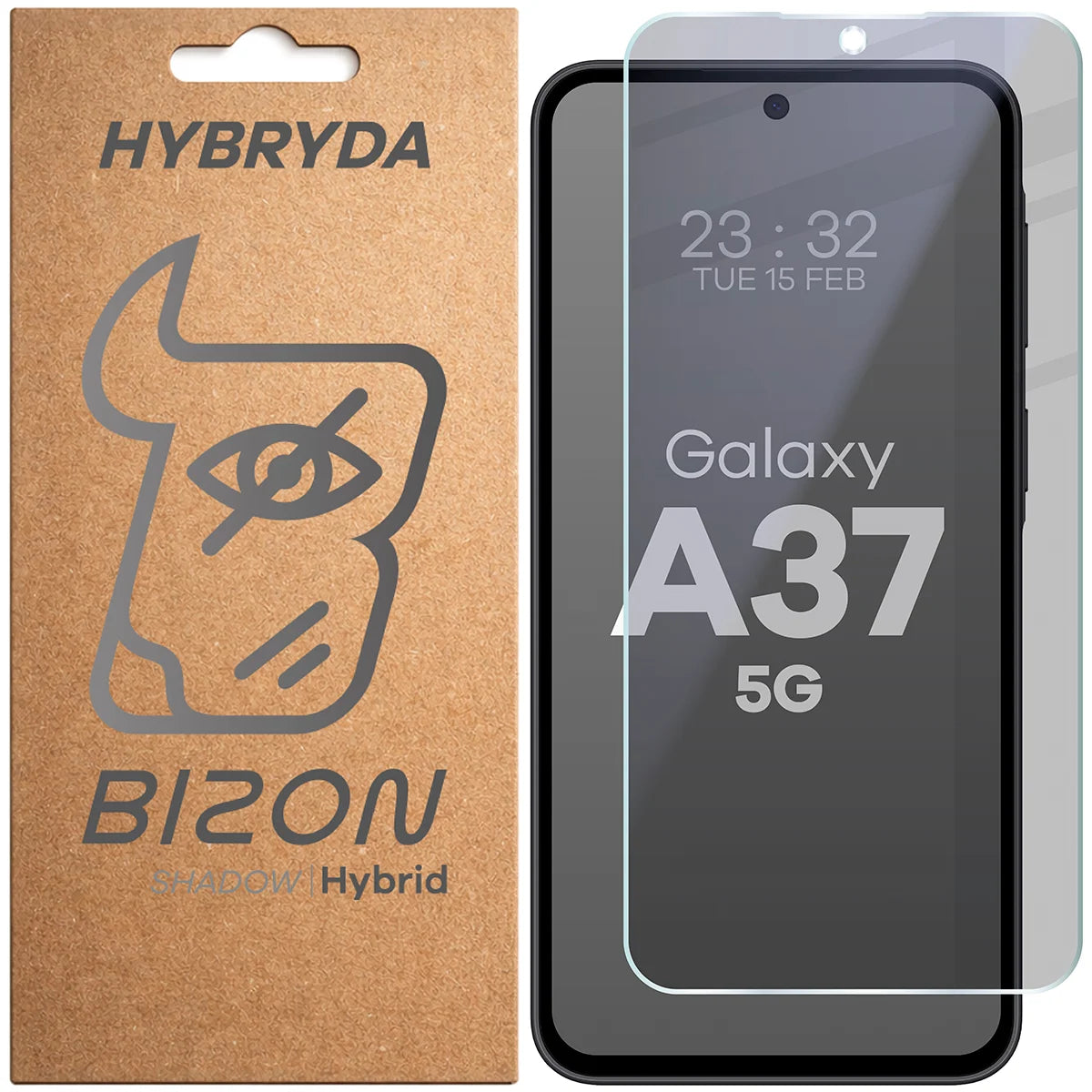 Hybridglas mit Privatschutzfilter für Galaxy A37 5G, Bizon Hybrid Shadow, Matt