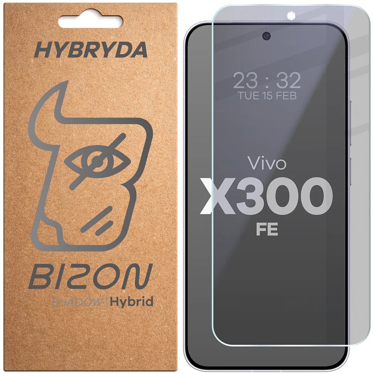 Hybridglas mit Privatschutzfilter für Vivo X300 FE, Bizon Hybrid Shadow, Matt