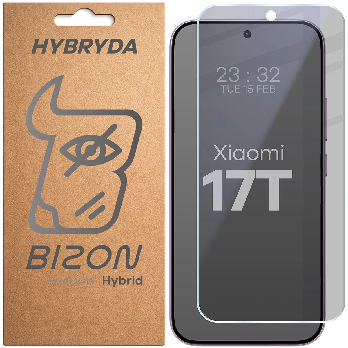 Hybridglas mit Privatschutzfilter für Xiaomi 17T, Bizon Hybrid Shadow, Matt