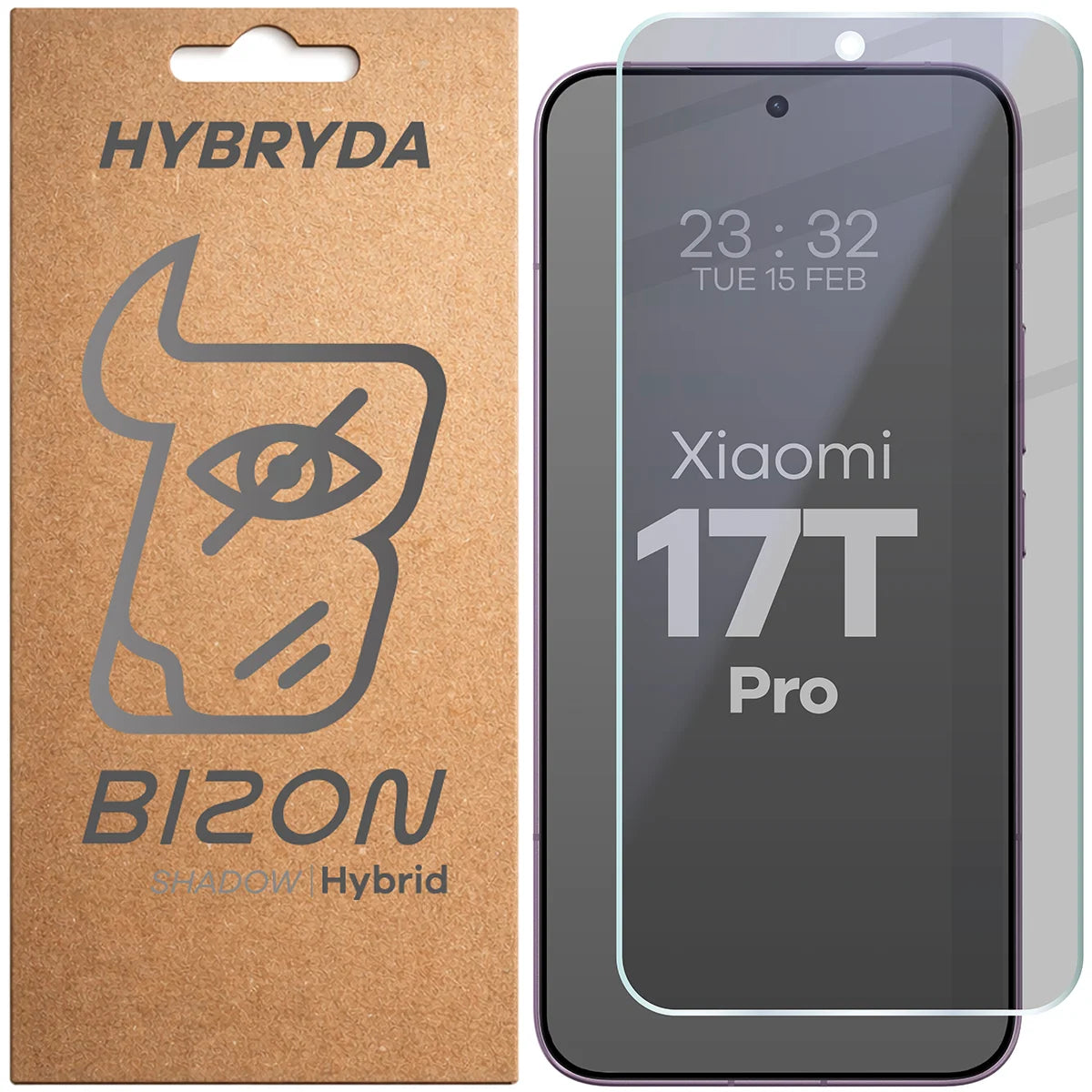 Hybridglas mit Privatschutzfilter für Xiaomi 17T Pro, Bizon Hybrid Shadow, Matt