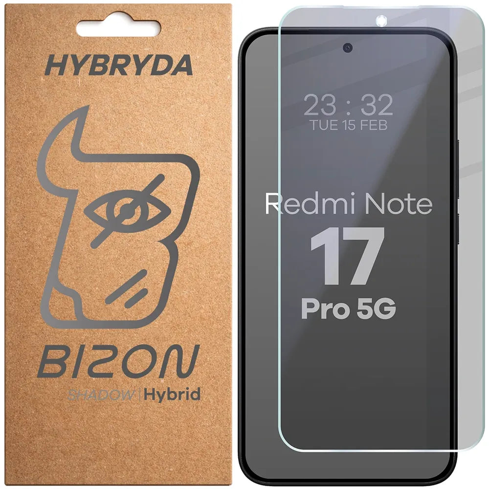 Hybridglas mit Privatschutzfilter für Xiaomi Redmi Note 17 Pro 5G, Bizon Hybrid Shadow, Matt (1/6)