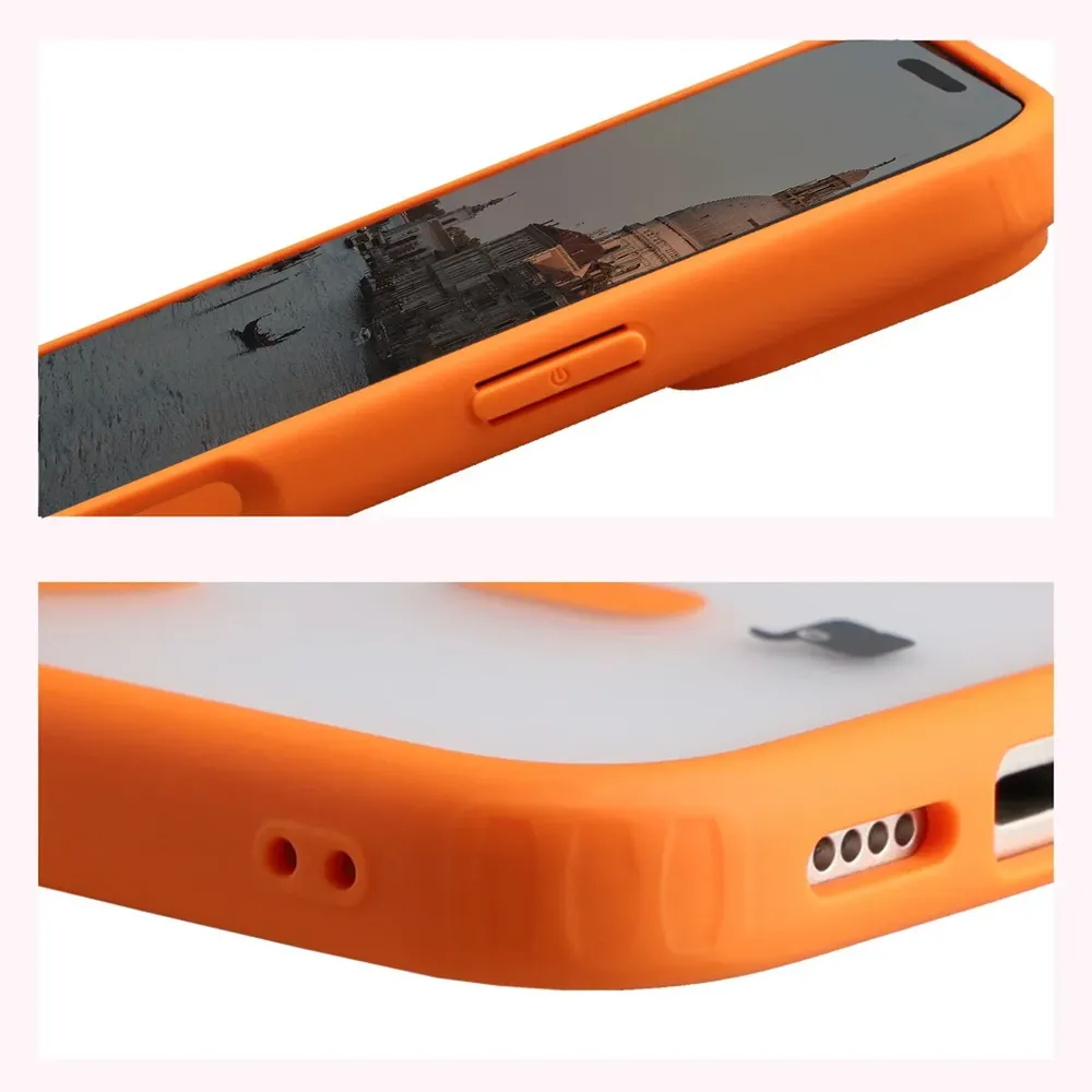 Handyhülle mit Magnetring + gehärtetem Glas für iPhone 18 Pro / 17 Pro, Bizon MatteO Pack, Getönt-Orange (6/9)