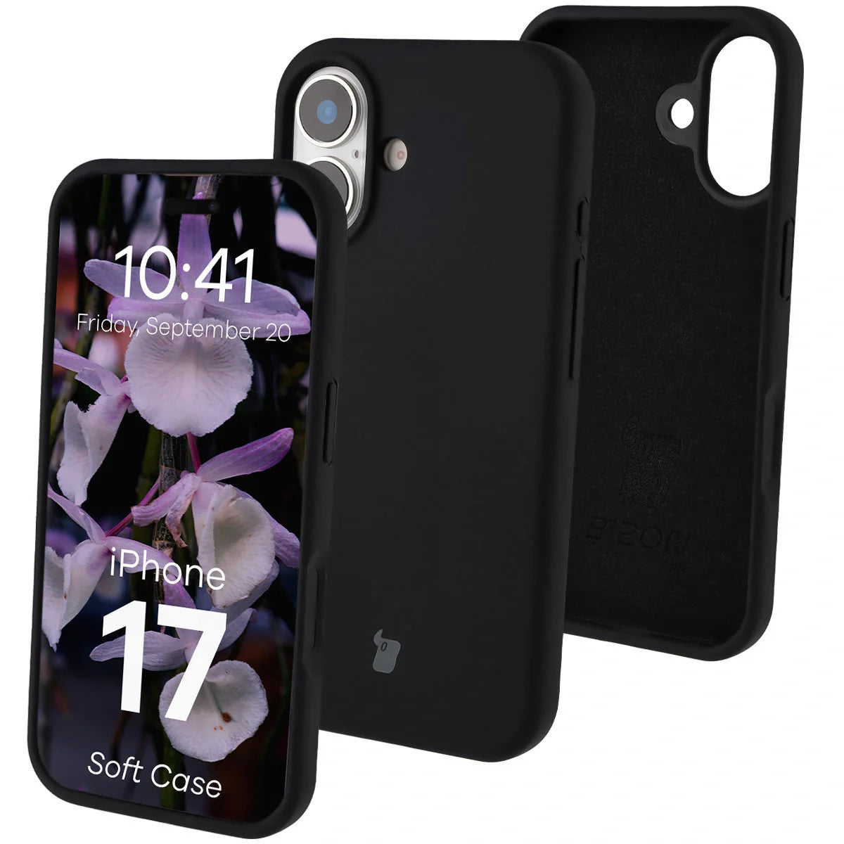 Silikon Handyhülle für iPhone 17, Bizon Soft Case, Schwarz