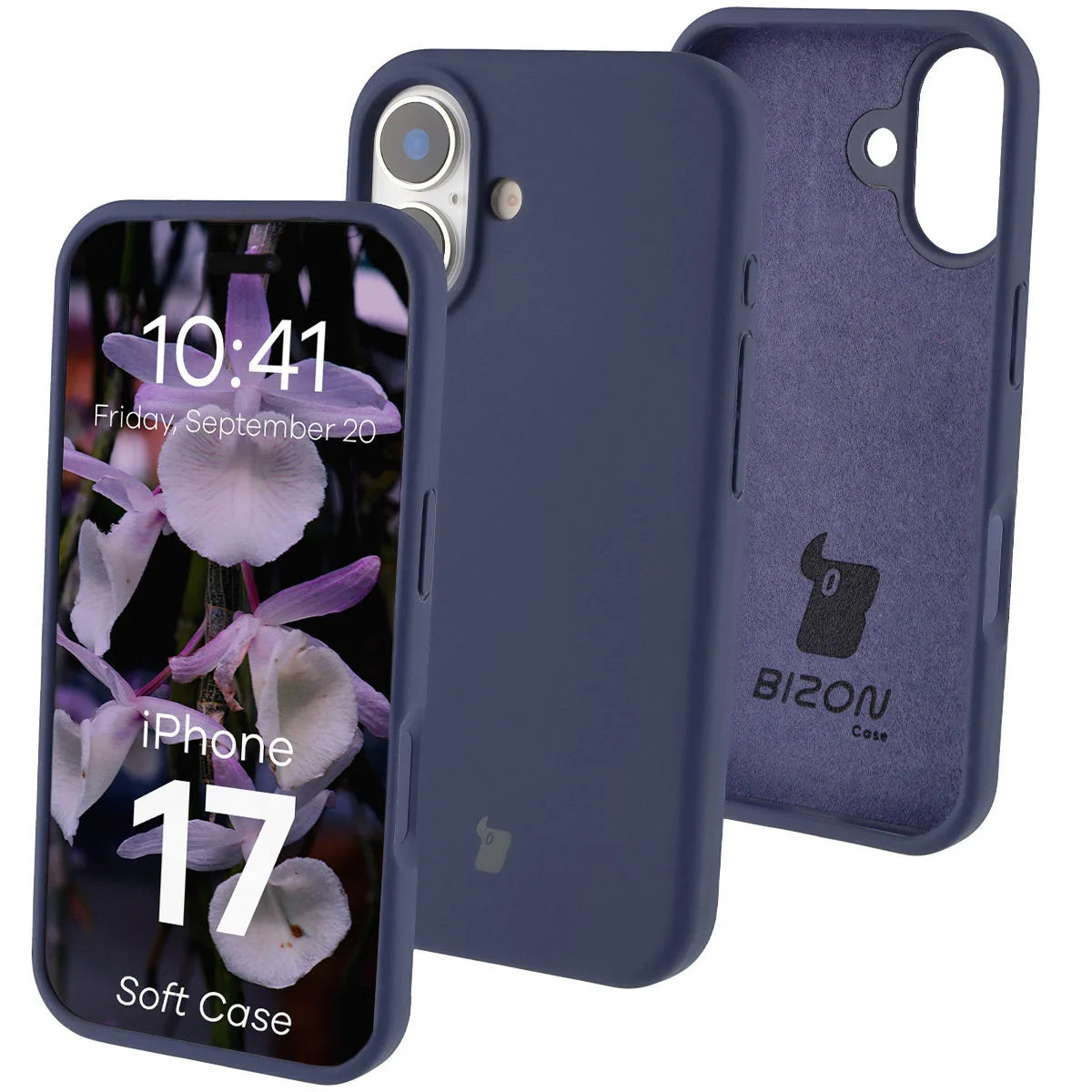 Silikon Handyhülle für iPhone 17, Bizon Soft Case, Dunkelblau