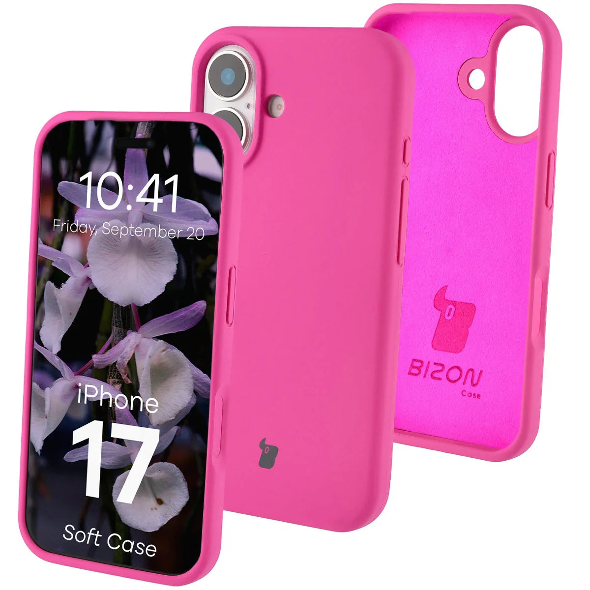 Silikon Handyhülle für iPhone 17, Bizon Soft Case, Dunkelpink