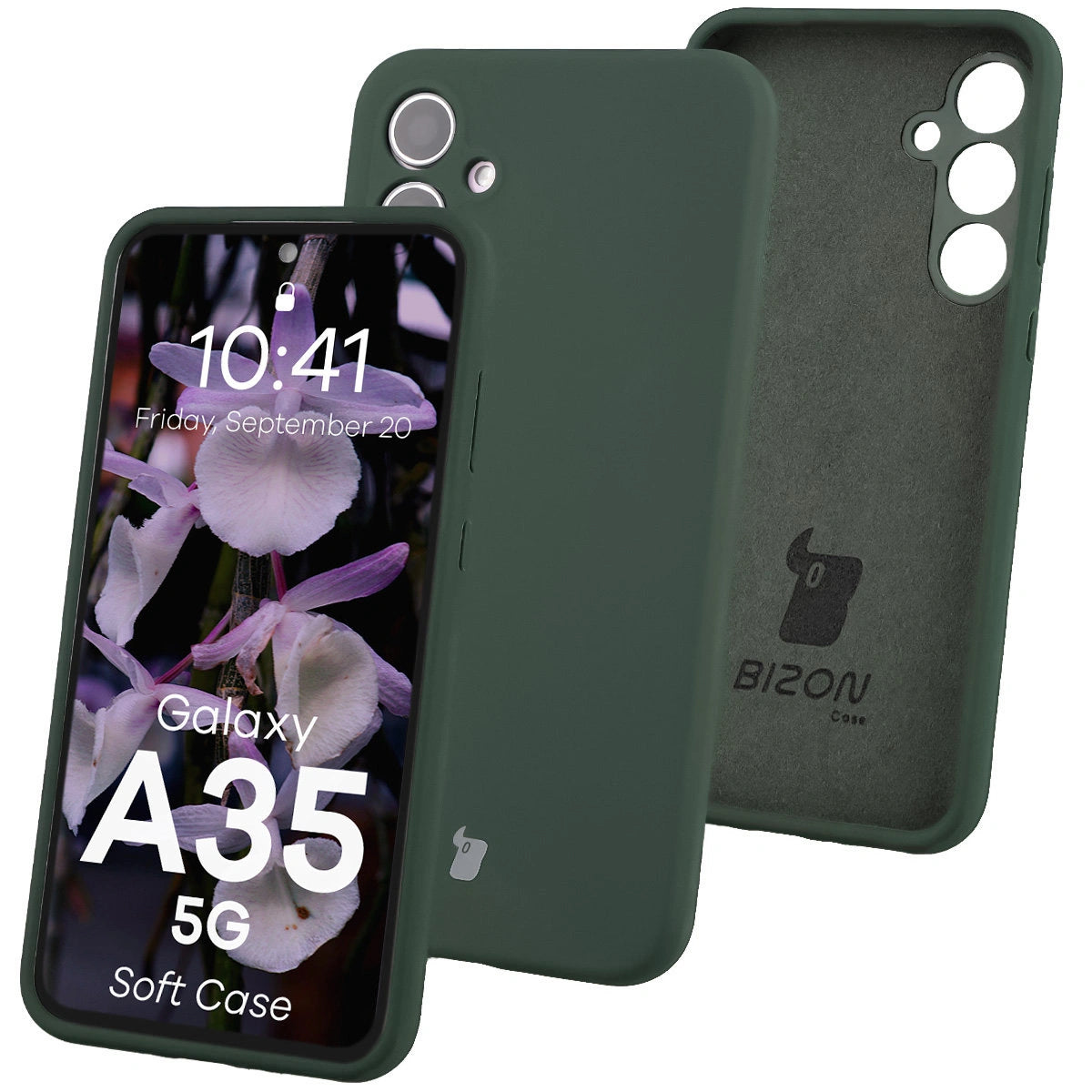 handyhülle samsung a35 5g Silikon Handyhülle für Galaxy A35 5G, Bizon Soft Case, Dunkelgrün