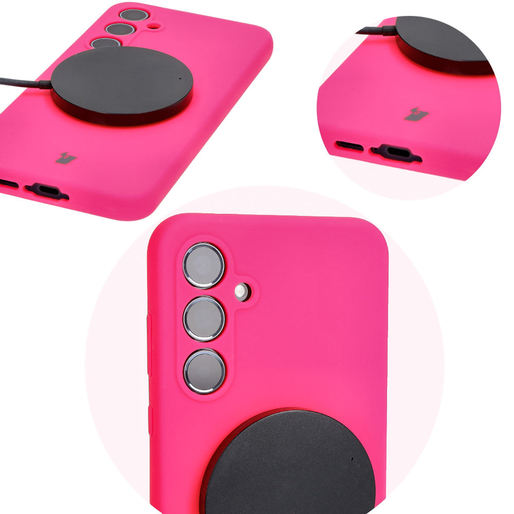 Silikon Handyhülle für Galaxy A55 5G, Bizon Soft Case, Neon-Pink