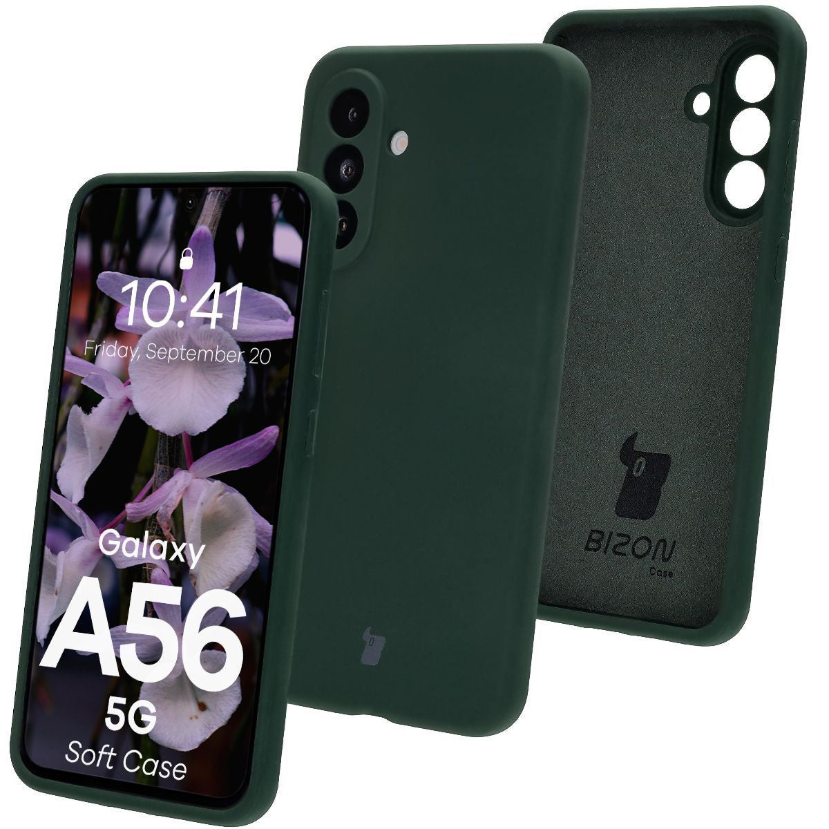 Silikon Handyhülle für Galaxy A56 5G, Bizon Soft Case, Dunkelgrün