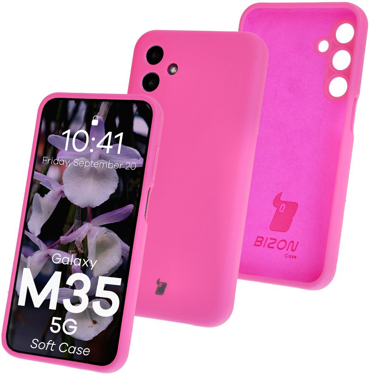 Silikon Handyhülle für Galaxy M35 5G, Bizon Soft Case, Neon-Pink