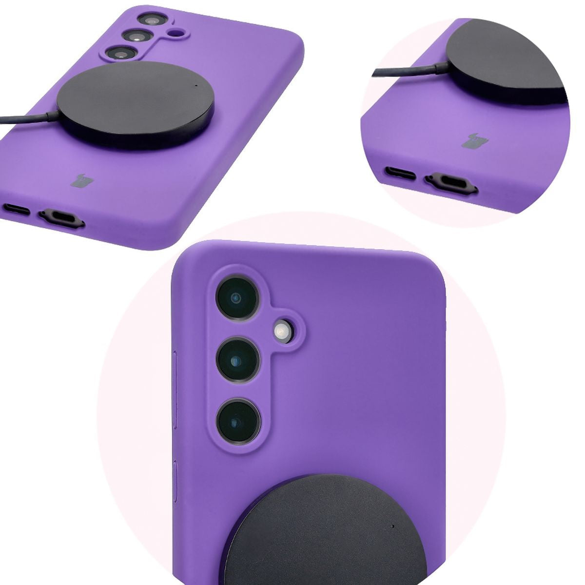 Silikon Handyhülle für Galaxy S24 FE, Bizon Soft Case, Violett