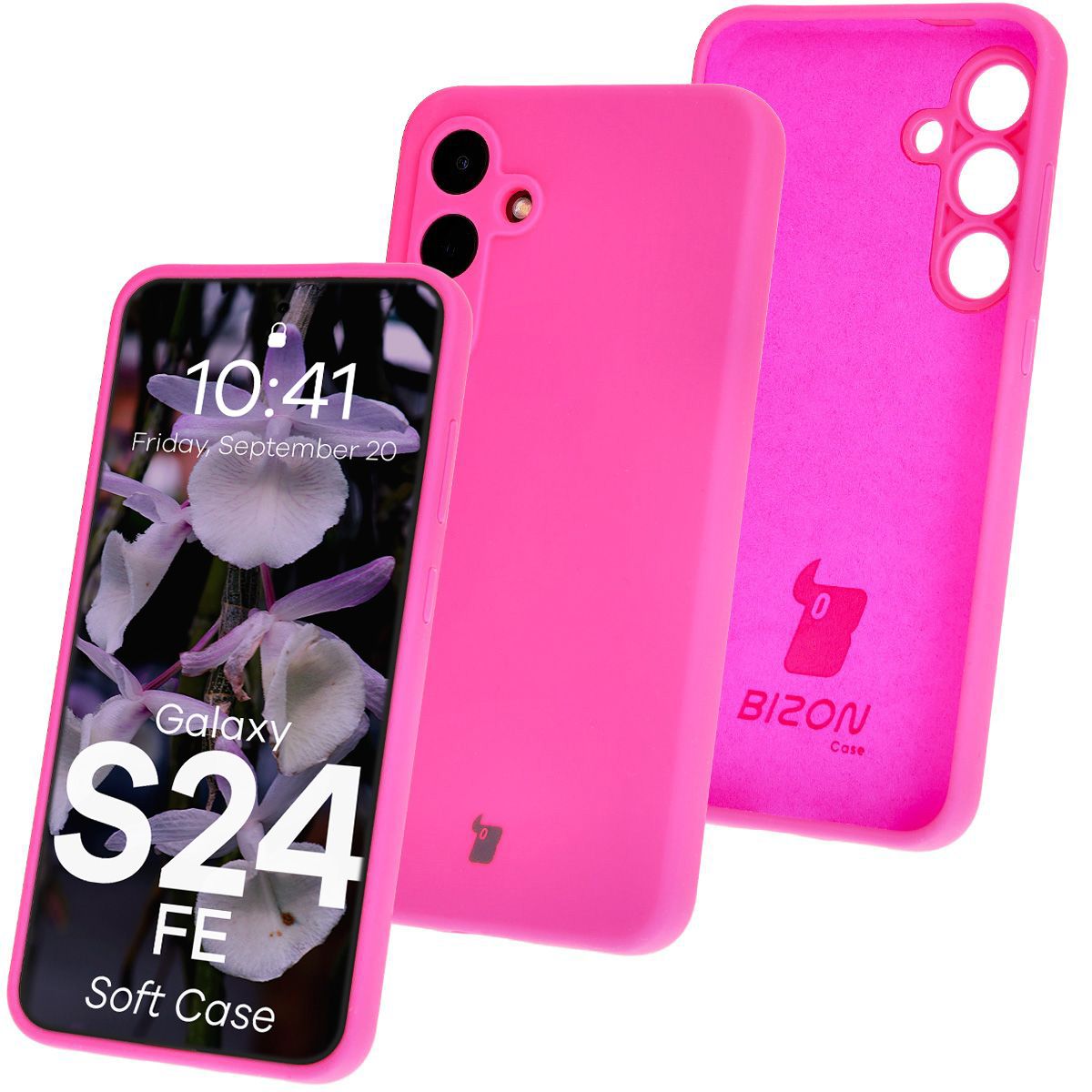 Silikon Handyhülle für Galaxy S24 FE, Bizon Soft Case, Neon-Pink