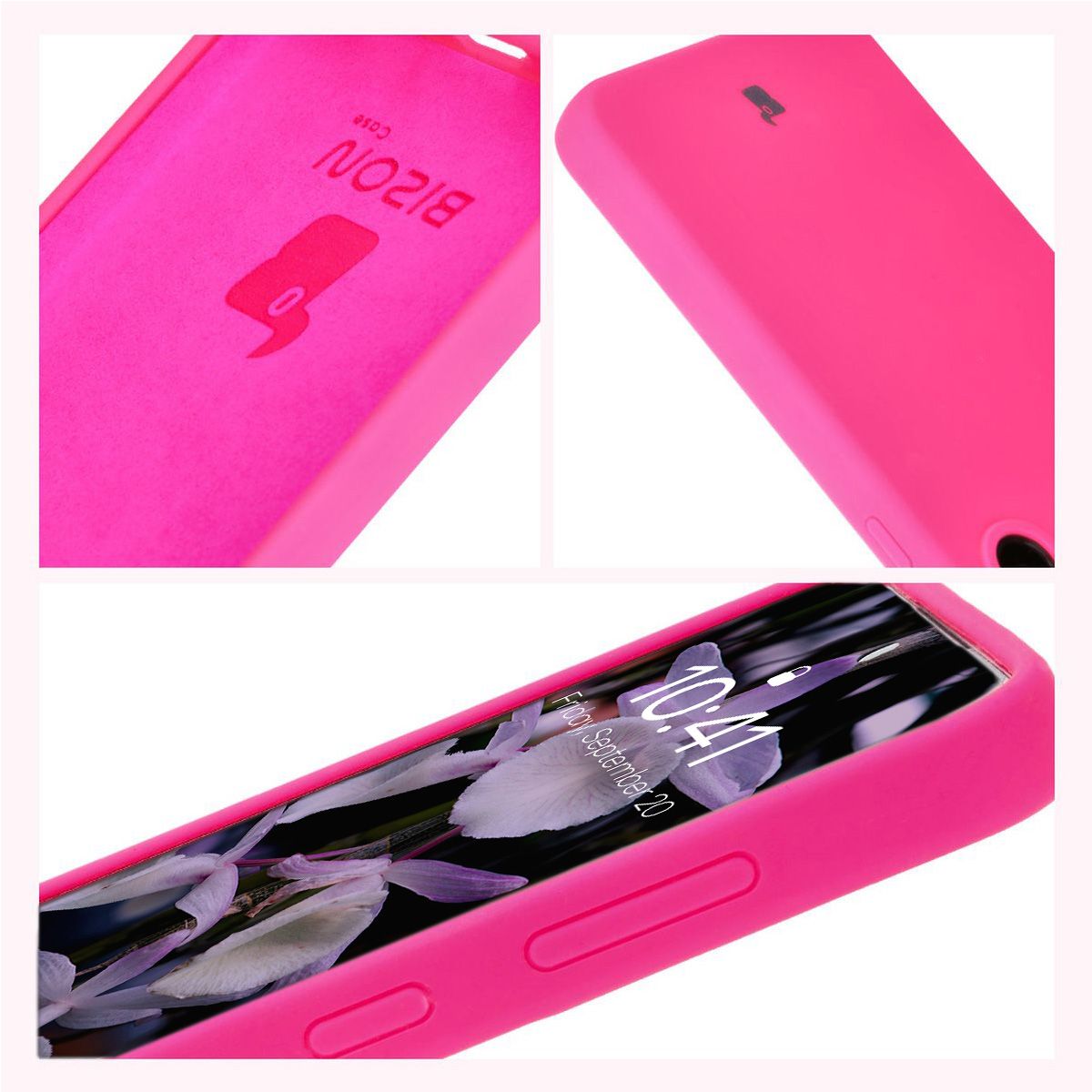 Silikon Handyhülle für Galaxy S24 FE, Bizon Soft Case, Neon-Pink