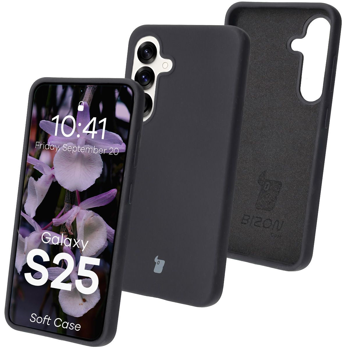 Silikon Handyhülle für Galaxy S25, Bizon Soft Case, Schwarz