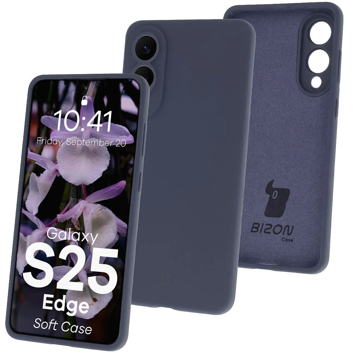 Silikon Handyhülle für Galaxy S25 Edge, Bizon Soft Case, Dunkelblau