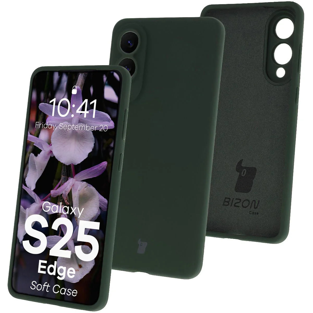 Silikon Handyhülle für Galaxy S25 Edge, Bizon Soft Case, Dunkelgrün