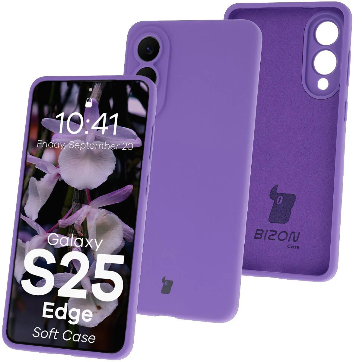 Silikon Handyhülle für Galaxy S25 Edge, Bizon Soft Case, Violett