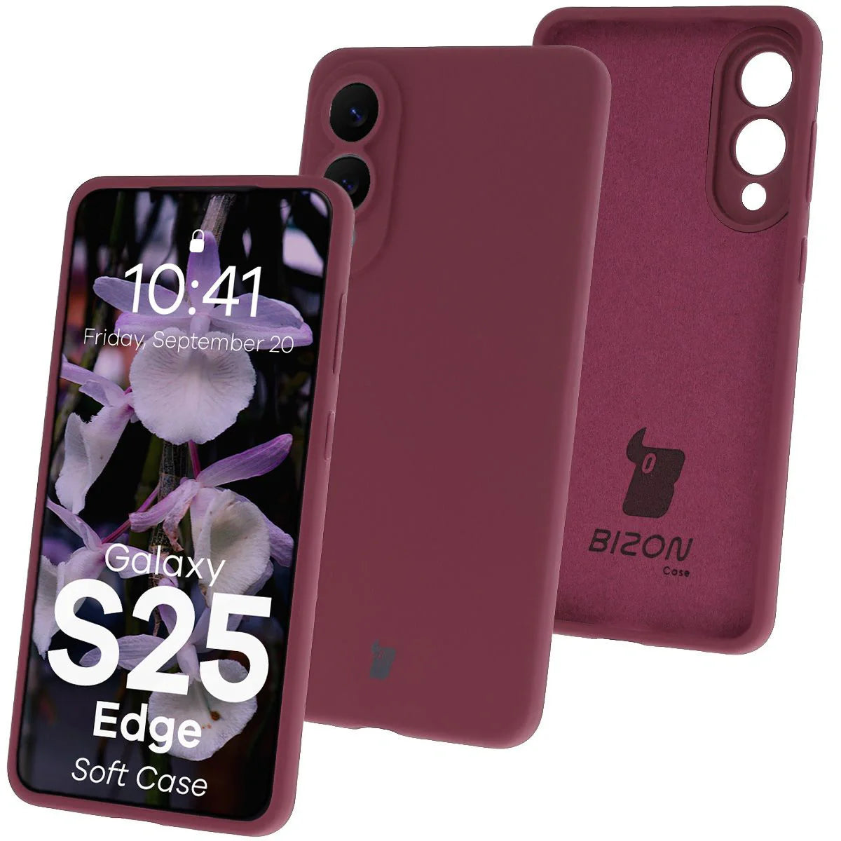 Silikon Handyhülle für Galaxy S25 Edge, Bizon Soft Case, Pflaumenfarbe