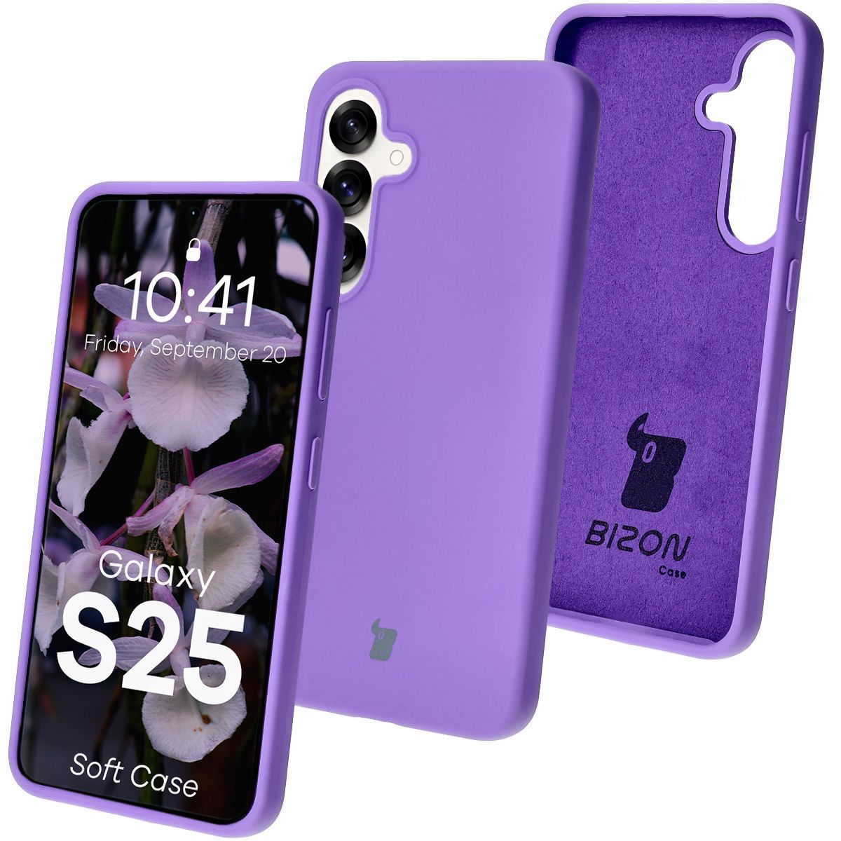 Silikon Handyhülle für Galaxy S25, Bizon Soft Case, Violett