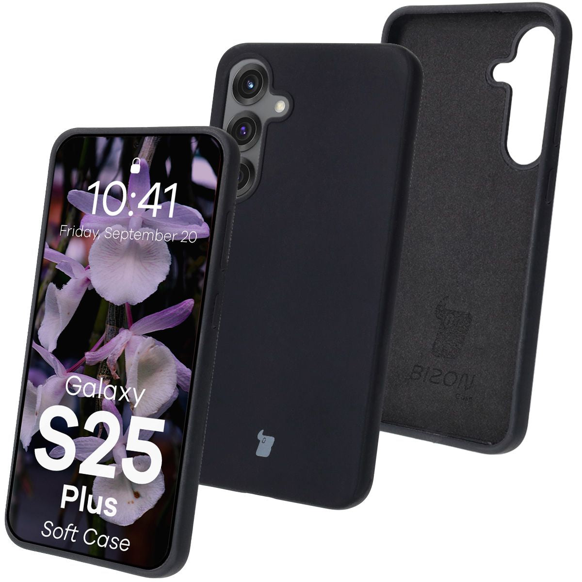 Silikon Handyhülle für Galaxy S25 Plus, Bizon Soft Case, Schwarz