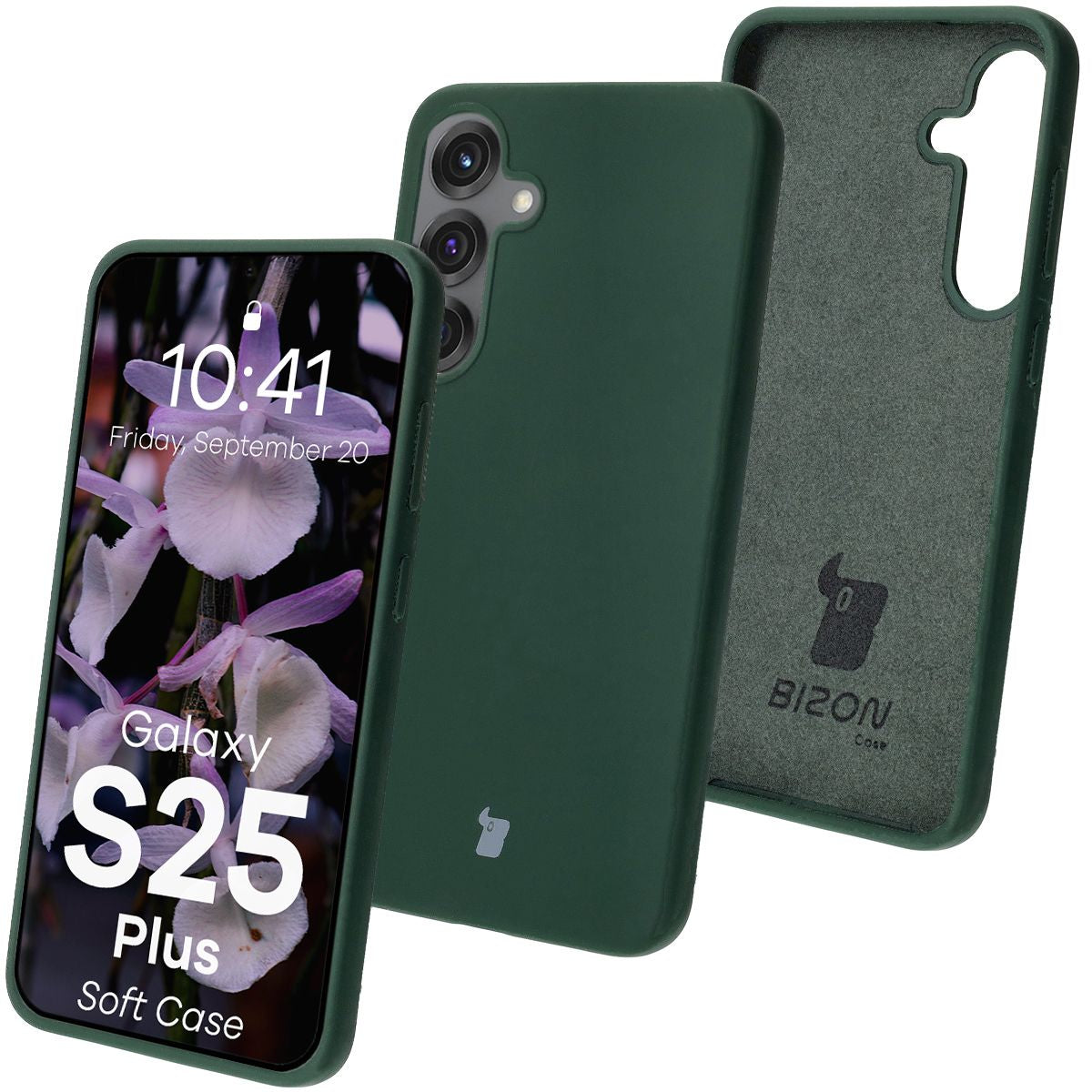 Silikon Handyhülle für Galaxy S25 Plus, Bizon Soft Case, Dunkelgrün