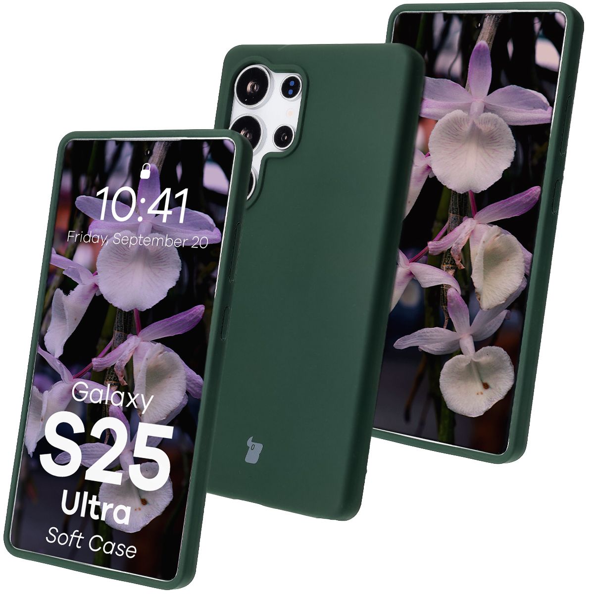 Silikon Handyhülle für Galaxy S25 Ultra, Bizon Soft Case, Dunkelgrün