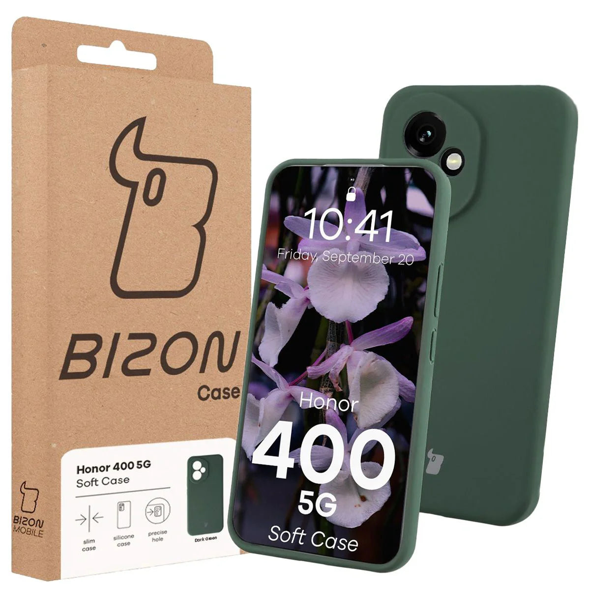 Silikon Handyhülle für Honor 400, Bizon Soft Case, Dunkelgrün