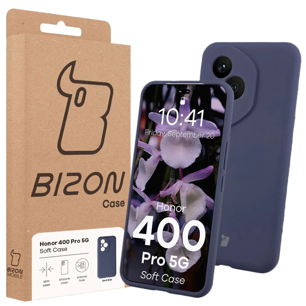 Silikon Handyhülle für Honor 400 Pro, Bizon Soft Case, Dunkelblau