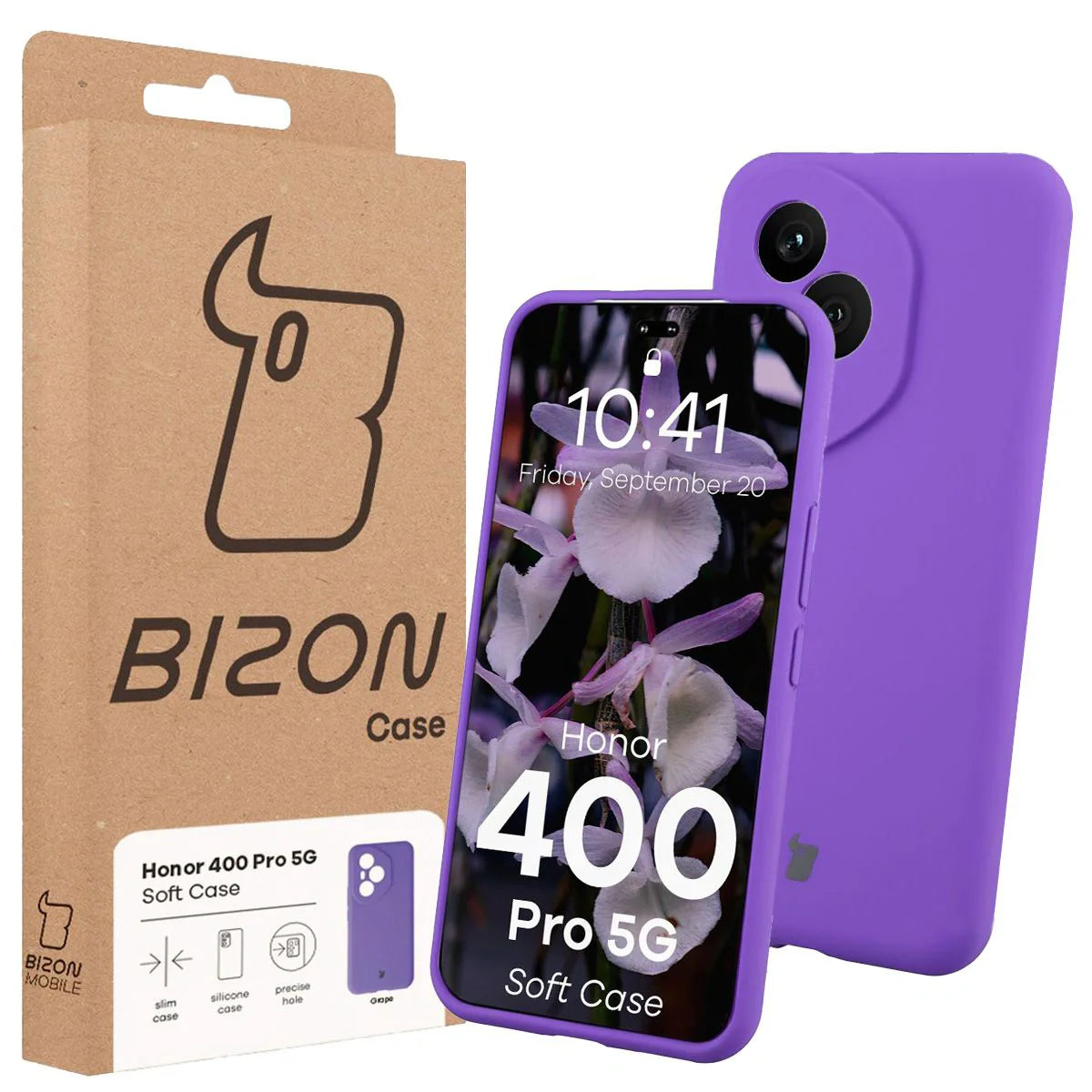 Silikon Handyhülle für Honor 400 Pro, Bizon Soft Case, Violett