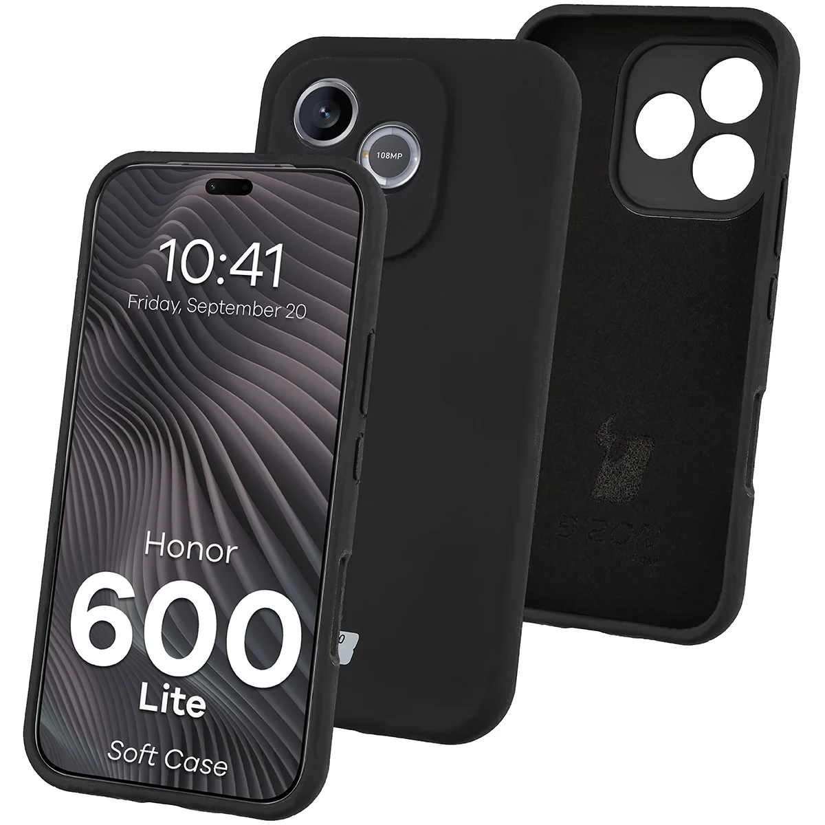 Silikon Handyhülle für Honor 600 Lite 5G, Bizon Soft Case, Schwarz