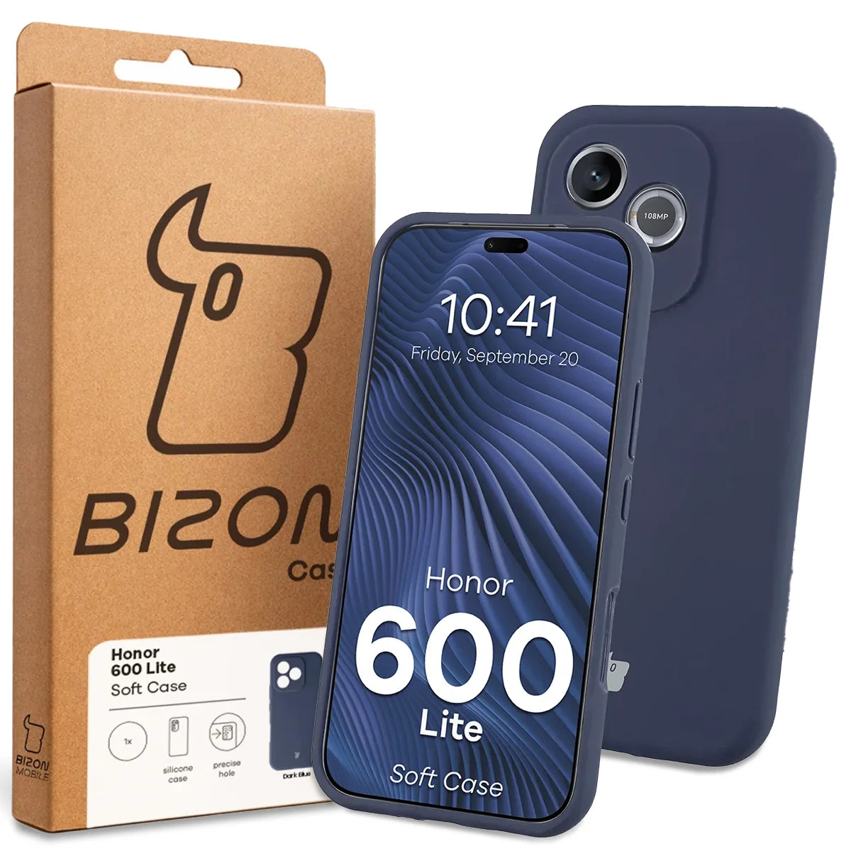Silikon Handyhülle für Honor 600 Lite 5G, Bizon Soft Case, Dunkelblau