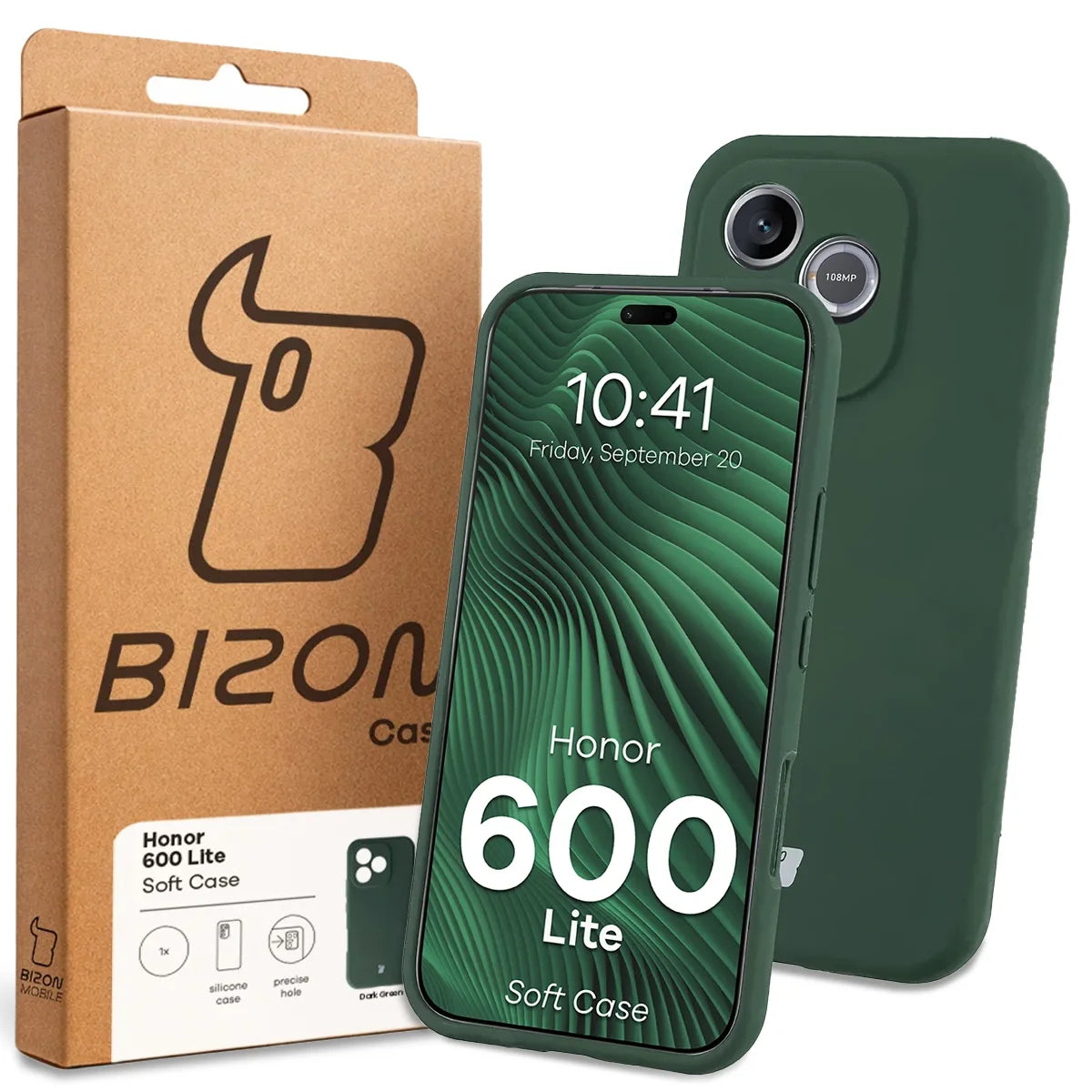 Silikon Handyhülle für Honor 600 Lite 5G, Bizon Soft Case, Dunkelgrün