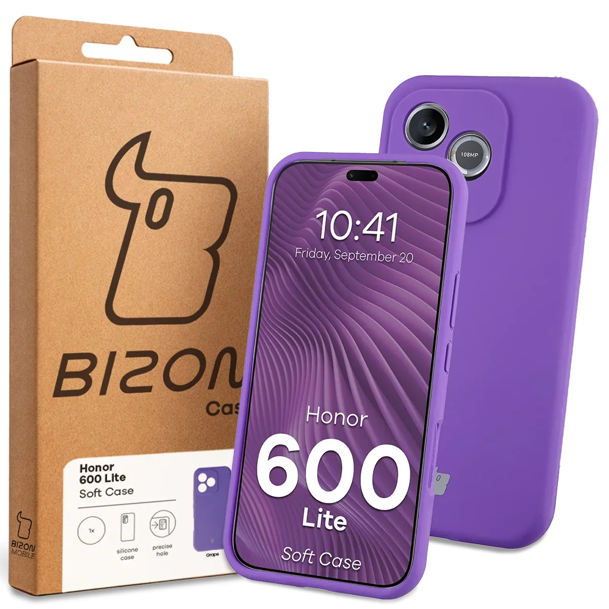 Silikon Handyhülle für Honor 600 Lite 5G, Bizon Soft Case, Violett