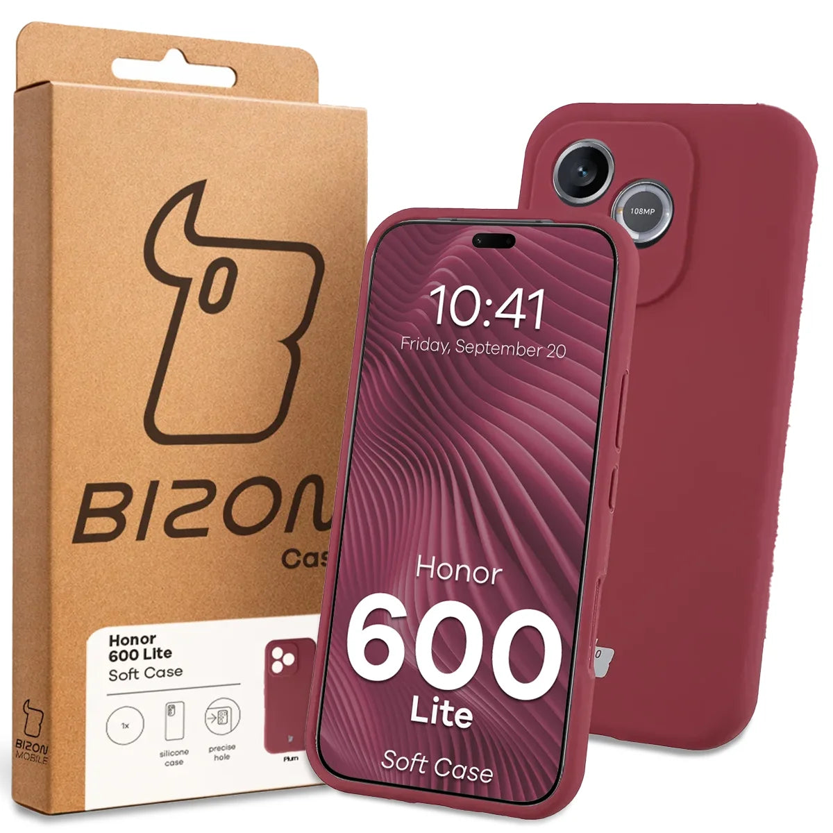 Silikon Handyhülle für Honor 600 Lite 5G, Bizon Soft Case, Pflaumenfarbe