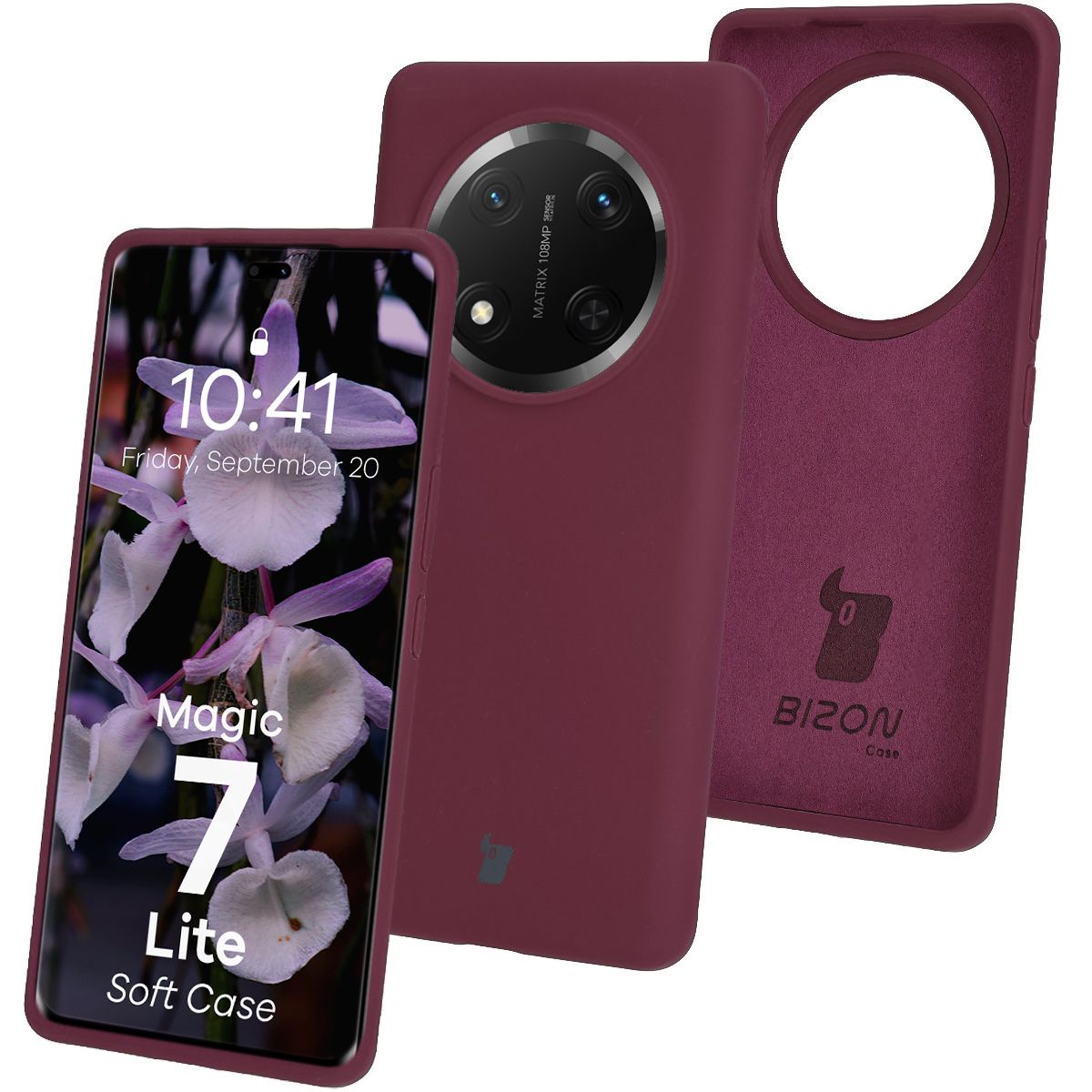 Silikon Handyhülle für Honor Magic7 Lite, Bizon Soft Case, Pflaumenfarbe